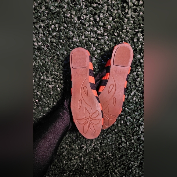 Striped Orange and Black Women's Flats - Picture 5 of 6